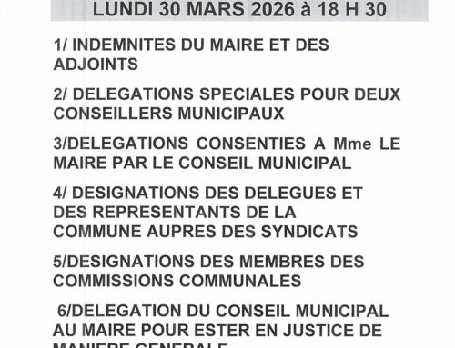 Réunion du CONSEIL MUNICIPAL – Lundi 30 mars 2026
